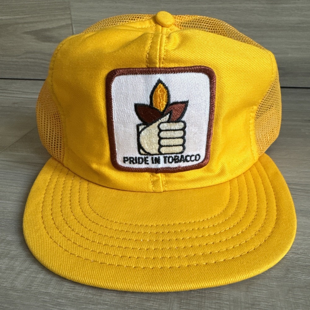 Vintage Pride in Tobacco Patch Yellow Mesh Snapback Trucker Hat Cap Made In USA